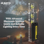 SOTO Pocket Torch Lighters for Camping - Extended Refillable Torch Lighter, Telescoping Burner Head, Electronic Ignition, Strong Wind-Resistant Butane Lighter for Candles, Grill, BBQ - Shipped Empty