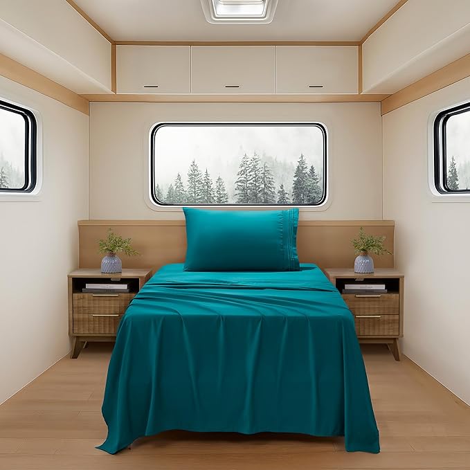 Camping Sheets Twin Size - Outdoor Air Mattress Sheet Set – Built-in Corner Straps for Air Mattress & Camping Use – Designed for Inflatable Beds & Tailgate Sleepovers, Teal