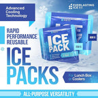 Rapid Performance Reusable Ice Packs for Coolers or Lunch Box | 4 Pack | Cold for Up to 12 Hours | Ice Packs for Cooler, Long Lasting for Camping, Beach
