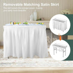 4 Foot Ice Cooler Table, Folding Tailgate Camp Fishing Cleaning with Matching Skirt & Drain Hose, Plastic Ice Table for Party, BBQ, Camping, Picnic, Barbecues to Keep Drinks Cool, White