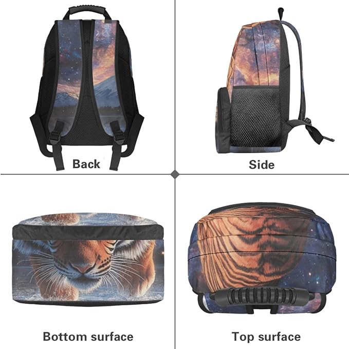 Tiger Backpack and Lunchbox Animal Backpack for Kids Lightweight Portable Boys Bookbag Age 6-8 with Lunch Box 4pcs Boys School Bags for 8-9 Daypack Hiking Travel Camping Outdoor