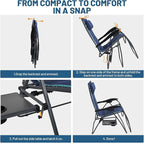 Timber Ridge Oversized Zero Gravity Chair, 33In Wide XXL Zero Gravity Reclining Chair with Side Table, Full Padded Lounge Chair for Outdoor Camping Patio Lawn, Heavy Duty Supports 500lbs, Blue-1 Pack