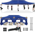 COBIZI 13x26 Pop Up Canopy with 6 Removable Sidewalls Heavy Duty Canopy Party Tents for Parties, Outdoor Wedding Large Event Tent Wind Waterproof UPF 50+ Easy Up with Roller Bag, Dark Blue