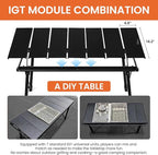 IGT Camping Table with Extended Frames, Portable and Foldable Outdoor IGT Camp Tables, Ultralight Height Adjustable Camp Table with Carry Bag for Car Camping Picnic RV Trip Patio Backyard
