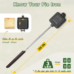Mountain Pie Maker Cast Iron Set of 2 - Pie Irons for Camping with Storage Bag, Campfire Sandwich Maker Cast Iron