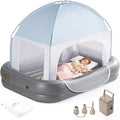 OGERY Inflatable Toddler Travel Bed with Cordless Rechargeable and Detachable Air Pump and Tent, Portable Kids Air Mattress with 4 Sides Safety Bumpers Ideal for Home, Grandma's, Camping, Traveling