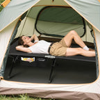 WLIVE Military Camping Cot, Portable Folding Cots for Sleeping with Carry Bag, Outdoor Camping Bed for Adults with Side Pocket, Support 300 Lbs, Black
