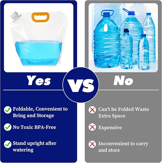 20 Pcs 1.3 Gallon Collapsible Water Emergency Container Bag 26 Gallon Freezable BPA Free Food Grade Clear Plastic Storage Foldable Bottle for Camping Riding