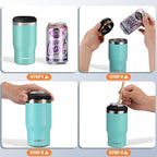 HAUSHOF 4 in 1 Insulated Stainless Steel Can Insulator, Fits Standard & Slim 12 oz Cans|Beer Bottles, Perfect for Outdoors