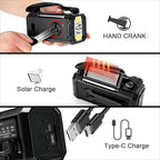 10000mAh Emergency Weather Radio,Portable FM/AM/NOAA Battery Powered Survival Radios&Power Bank,Solar/Hand Crank/Type-C Charger,Flashlight,Reading Lamp,Compass,SOS Alert,Outdoor Camping&Power Outages
