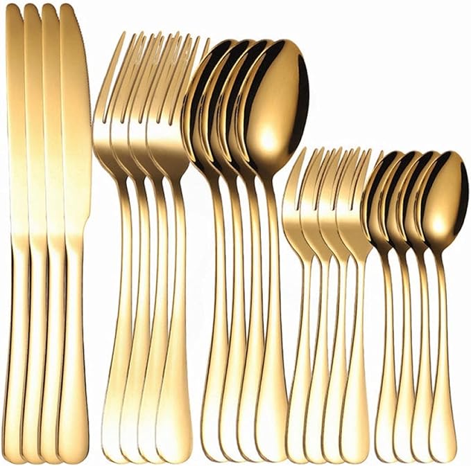 Flatware Sets Silver Cutlery Set Stainless Steel Tableware Sets Forks Spoons Knifes 20 Pcs Full Tableware Dinnerware Set Dropshipping Stainless Steel,