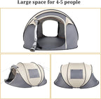 4 Person Easy Pop Up Tent for Camping,Waterproof Automatic Setup 2 Doors-Instant Family Tents with Vestibule & Porch, Large Size Family Tent Automatic Setup for Camping Hiking & Traveling