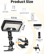 Clip on Solar RV Lights Exterior, 600LM RV Outdoor Lights with Motion Sensor, USB & Solar Dual Charging, 3000/5000/6000K Remote Control RV Porch Light for Camper, Motorhome, Trailer, Camping (2 Pack)