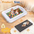 Inflatable Toddler Travel Bed - Portable Toddler Kids Travel Bed with Safety Sides Complete Kids Air Mattress Set with High-Speed Pump, Ideal for Vacation Camping and Sleepover (60 Inches)