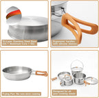 Living in a Bubble Premium 7-Piece Stainless Steel Cooking Set. Tri-layer Bonded Stainless-Steel - Ergonomic Handles with Silicone Sleeve - Compact & Stackable