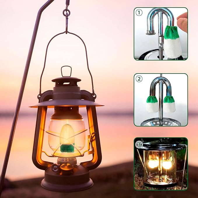 Lantern Mantles, U Shape Mantles for Propane Lantern, Propane Lanterns Mantles for Outdoor Camping Lantern Natural, Gas Lantern Covers Mantles for Lantern