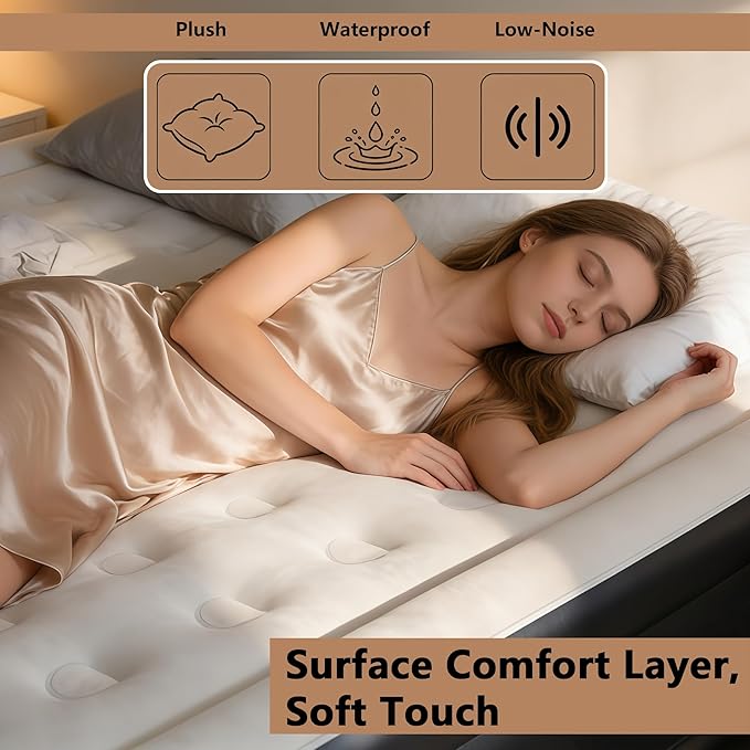 air Mattress Queen with Built in Pump – 18-Inch Thickened Inflatable Mattress for Easy Travel, Supports Up to 650 Pounds