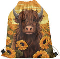Upetstory Highland Cow Drawstring Backpack Cinch Gym Bags Storage Backpacks Sting Bag Casual Daypack PE Kit Sports Rucksack for Outdoor Hiking Cycling Camping Running