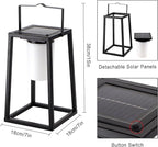 TRIROCKS 15'' High Outdoor Solar Lantern Portable Brightness LED Nightstand Lantern Metal Solar Lamp IP44 Waterproof Outdoor Table Lamps Cordless Lights for Patio Walking Reading Camping Garden(Black)