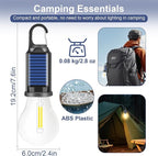 Solar Light Bulb for Outdoor, Portable Waterproof Tent Lights with Clip Hook, Rechargeable Outdoor Solar Light for Camping, Backpacking, Emergency, 2 Pack