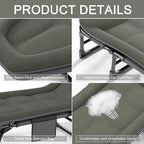 Camping Cot for Adults with Cushion, Portable Folding Cot, 5-Position Chaise Lounge Chair for Outdoor, Camping, Pool, Beach, Patio Relaxation