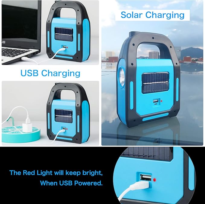 1 Pack 3 in 1 Solar USB Rechargeable Brightest COB LED Camping Lantern, Charging for Device, Waterproof Emergency Flashlight LED Light