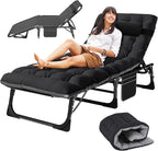 Slsy Sleeping Cots for Adults, 5-Position Folding Chaise Lounge Chairs Outdoor, Portable Folding Bed Cot Lounge Chair for Beach Lawn Camping Pool Sun Tanning