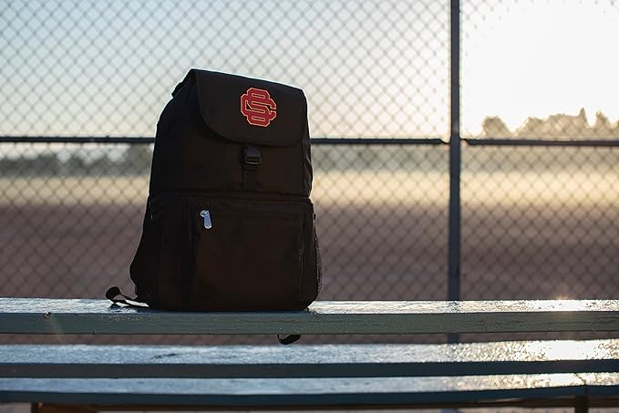 PICNIC TIME NCAA USC Trojans Zuma Backpack Cooler, Soft Cooler Backpack, Lunch Cooler, (Black)
