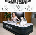 Pittman Outdoors - Black 18" Luxury Double High Twin Air Mattress with Built in Pump - Premium Comfort Twin Size Blow up Mattress - 300lb Capacity - Ideal for Home Visits, Guests, Travel or Camping