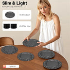 DYRABREST 100 Pcs 13 Inch Black Charger Plates, Bulk PP Wedding Chargers with Floral Reef Design Decorative Round Ruffled Rim Dinner Plates for Wedding Party Event Table Setting Decoration