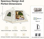 2025 Upgraded Waterproof Inflatable Camping Tent, Large Blow-Up Air Tent, No Assembly Needed Luxury Glamping House, Oxford Fabric