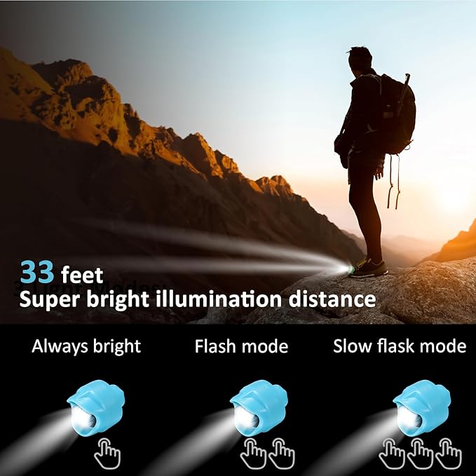 RAHAN Rechargeable Headlights Compatible with Croc, 2pcs Flashlight Clog Charm Attachment Accessories for Shoe, Hands-Free Night Light, Novelty Shoe Lights for Camping, Blue