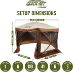 CLAM Pop Up Screen Tent, Large Outdoor Camping Gazebo Canopy, Pavilion, 12.5', Brown - Foldable and Portable Screened Shelter with Netting for Beach, Patio, and Backyard