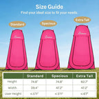 Wolfwise Pop Up Shower Tent, Portable Instant Changing Tent with Ventilation Window & Carry Bag, Privacy Bathroom Toilet for Beach, Camping & Outdoor, Width 47 ", Height 75 ", Rose Red