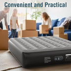 Air Mattress Queen with Built in Pump 13" Double Height Inflatable Mattress with Soft Flocked Top & Carry Bag Adjustable Blow Up Mattress Portable Air Bed for Guest Indoor