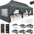 COBIZI 10x30 Heavy Duty Party Tent, Commercial 10x30 pop up Canopy for Parties Waterproof Gazebos with 8 Sidewalls, All Season Wind & Waterproof UPF50+,Stable Thickened Frame, Gray