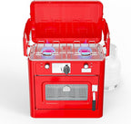 ROVSUN 2-in-1 Portable Camping Stove & Propane Oven with Piezo Igniter, 2 Burner Stove & Outdoor Oven with Adjustable Fire, Thermometer, Wind Panel & Regulator for Traveling, Tailgating (Red)