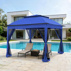 COOS BAY Pop up Gazebo 11x11, Instant Canopy Tent with Mesh Netting, Patio Gazebo with 121 Square Feet of Shade, 4 Weight Bags Included, Blue