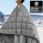 Down Camping Blanket - Lightweight, Packable, Warm & Puffy Outdoor Travel Quilt for Sleep, Hiking, Backpacking, Stadium, Festivals, Water-Resistant Sleeping Bag 55"x79"