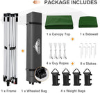 EAGLE PEAK Commercial Canopy 12x12 Pop Up Canopy Tent with 1 Sidewall, Easy Setup Heavy Duty Instant Event Shelter for Vendors & Markets, Outdoor Sun Shade, Green