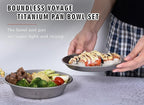 Boundless Voyage Ultralight Titanium Bowl Pan Plate Dish with Carry Bag Outdoor Camping Portable Tableware Cookware (2 Pcs Set (Shallow Bowl+Plate))