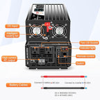 1500W (Bluetooth) Pure Sine Wave Solar Power DC Converter to AC 120V 60HZ Solar Converter for Home Use car (DC48V (Range 40V-60V)