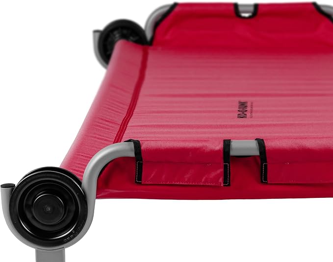 Disc-O-Bed Youth Single Cot Kid-O-Bed with Storage Organizer for Easy Gear Access & Carry Bag Transport, Indoor or Outdoor Use, Red