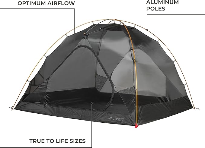 Teton Sports Mountain Ultra Tents, 1-4 Person Backpacking Tent, Lightweight, Perfect for Camping, Hiking and Backpacking – Waterproof and Built to Last