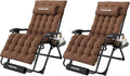 Amopatio Oversized Zero Gravity Chair, 29''W Reclining Camping Lounge Chair Upgraded Lock and Footrest, Cup Holder, Removable Cushion & Headrest Folding Patio Recliner