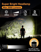 SKYFIRE 3000 Lumens Headlamp Rechargeable, LED Headlamp High Lumens with Motion Sensor, 7500mAh Battery Waterproof Head Light for Adults, 13 Modes Zoomable Headlamp for Camping Hunting Running Cycling