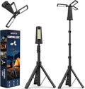 15000 mAh Rechargeable Camping Light with Stand, Cordless Work Light with 3 LED Lamp Heads, 5500 Lumens Dimmable Camping Essentials Gear Emergency Flashlight with 86" Detachable Tripod, Black