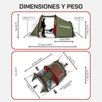 MotoTent Motorcycle Tent - Fully Waterproof 2 Person Tunnel Shelter with Bike Garage - Easy Setup Ultralight Dome for Touring & Hiking - Includes Carry Bag, Groundsheet and Pegs