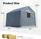 Quictent 10x10FT Large Storage Shed Multi-Use Shelter with Roll-Up Mesh Windows, Heavy Duty Portable Garage for Motorcycle, ATV, Riding Mower Waterproof Storage Tent with Reinforced Frame, Dark Gray