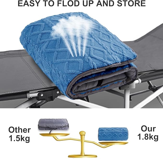 Folding Camping Cot Pad - Portable & Comfortable Outdoor Sleeping Mat with Elastic Strap, Lightweight Waterproof Bottom Mattress Pad